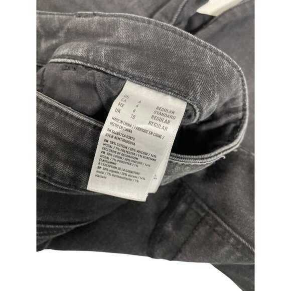 American Eagle Black Denim Jeans Distressed Super Stretch Jegging Size 6 - Picture 5 of 7